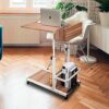 ybaymy Adjustable Side Table C Shaped End Table Movable Bedside Computer Couch Snack Table with Lockable Wheels Adjustable Height Sofa Side Table