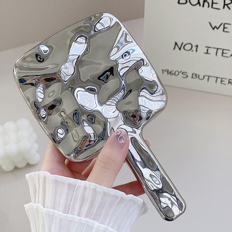 JJUUYOU Handheld Mirror with Handle, Hand Held HD Mirror, Salon Hairdresser Plain Mirror Retro Style, 22X12 CM Single-Sided Portable Travel Vanit