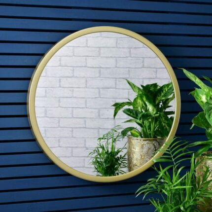 Tok Mark Traders 55cm Large Decorative Gold Round Hanging Mirror Wall Mounting Bedroom Bathroom Hallway Wall Hanging Mirror Gift
