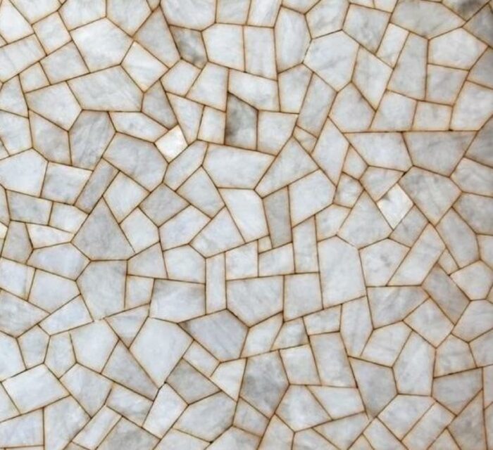 Gifts And Artefacts 42 x 42 Inches White Quartz Stone Epoxy Art Dining Table Top with Golden Foil Square Shape Kitchen Table for Home Decor