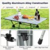 TANGZON Folding Aluminium Camping Table, Outdoor Portable Roll up Beach Table with Carry Bag, 4-Level Height Adjustable Lightweight Garden Table