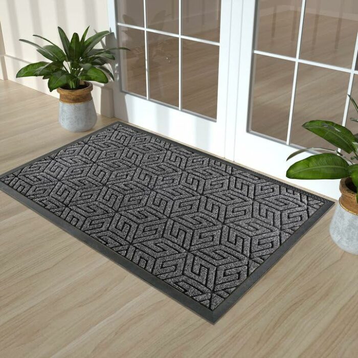 Yimobra Durable Front Entrance Door Mat Outdoor Indoor, Heavy Duty Doormat Entryway Floor Rug, Non Slip Rubber Backing, Easy Clean Shoe Scraper,