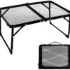 TIYASTUN Camping Table Small Folding Table Small Picnic Table Foldable Table BBQ Table Adjustable Height Table Mesh