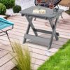 TORVA Outdoor Adirondack Foldable Side Table, 51 x 41 x 45 cm Patio Garden Coffee Table, Recyclable & Weather Resistant High-density PE, Gray Col