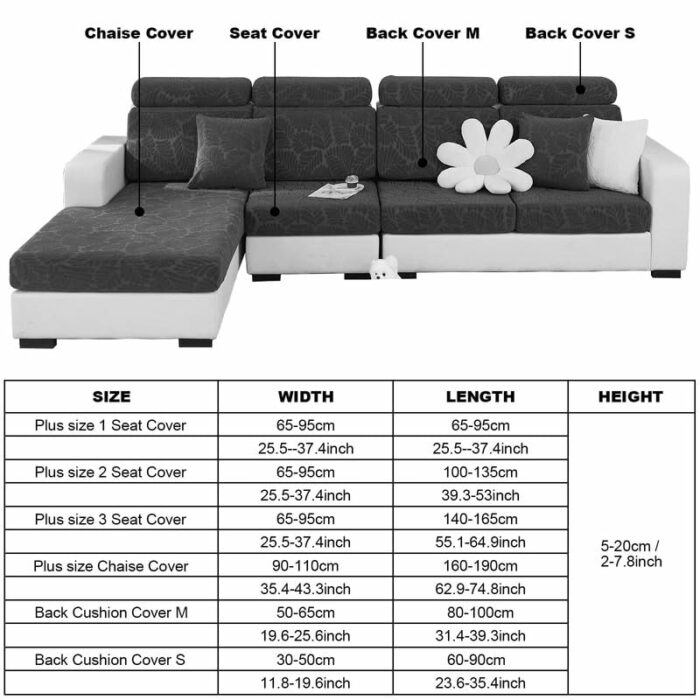 OKYUK High Stretch Universal Sofa Slipcover, Wear-Resistant Sofa Cover 1 Piece, L Shape Sectional Couch Covers, Separate Cushion Couch Chaise Cov