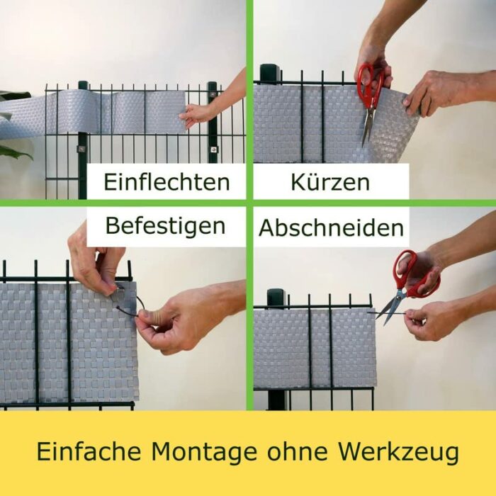workingHOUSE Polyrattan Privacy Screen Strips for Double Bar Mesh Weatherproof Strips for Fence, Balcony and Terrace - Maintenance-Free and Easy