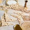 5 Pieces Wood Appliques Onlays Large Applique Onlay Decorative Wood Appliques DIY Wood Appliques for Furniture Long Wood Carved Onlay for Mirror