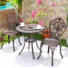 YSGLIFE Garden Outdoor Round Table Cast Aluminium Dining Coffee Tables Waterproof Sturdy Durable Balcony Patio Furniture Bistro Sets (One Table)