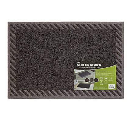 JVL Mud Grabber PVC Spaghetti Entrance Door Mat, Striped Border, Brown, 40 x 60 cm