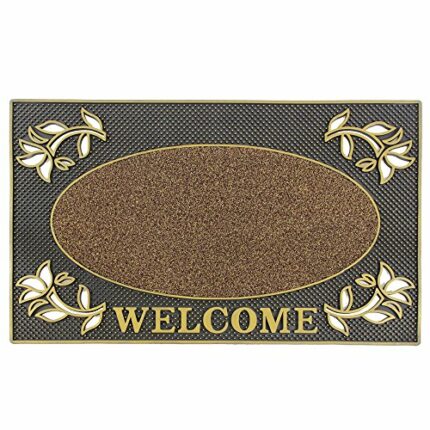 JVL Metallic Door Mat (Rectangular, Gold)