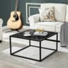 SAYGOER Black Coffee Table Small Square Coffee Tables Simple Modern Center Table for Living Room Home Office 27.6 * 27.6 * 15.7Inch, Easy Assembl