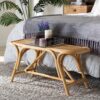 Baxton Studio Bench, Rattan, Natural Brown, One Size