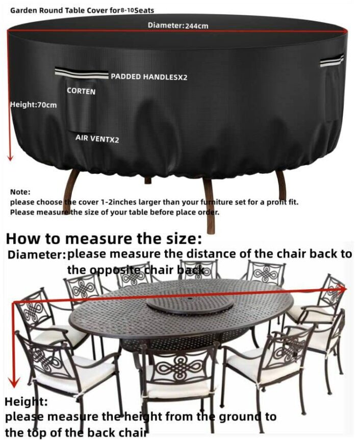 Outdoor Table Chair Covers Waterproof Round Garden Patio Set Cover Large size UV Resistant Rain/Snow Protection for Outdoor Patio Table and Chair