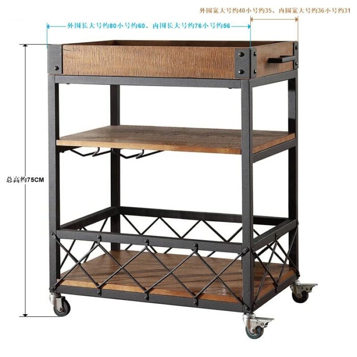 SDFGH Restaurant Food Delivery Cart Hotel Clubhouse Wine Cart Trolley Service Cart Drink Tea Trolley Kitchen Cart (Color : B, Size : 80 * 40 * 75