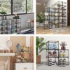 SOGOBOX Shoe Box with Mirror Back,Stackable Clear Shoe Box,As Shoe Box Storage Containers and Shoe Display Case,with Magnetic Side Opening Door,
