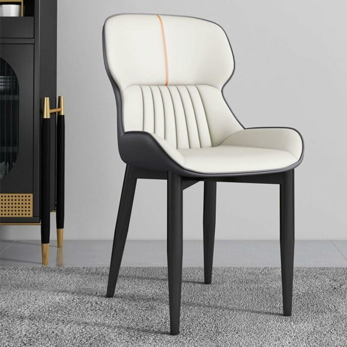 LUKEO Leather Dining Chair Leisure Time Chair Backrest Stool Simple Home Furniture Upholstered Chair Surface