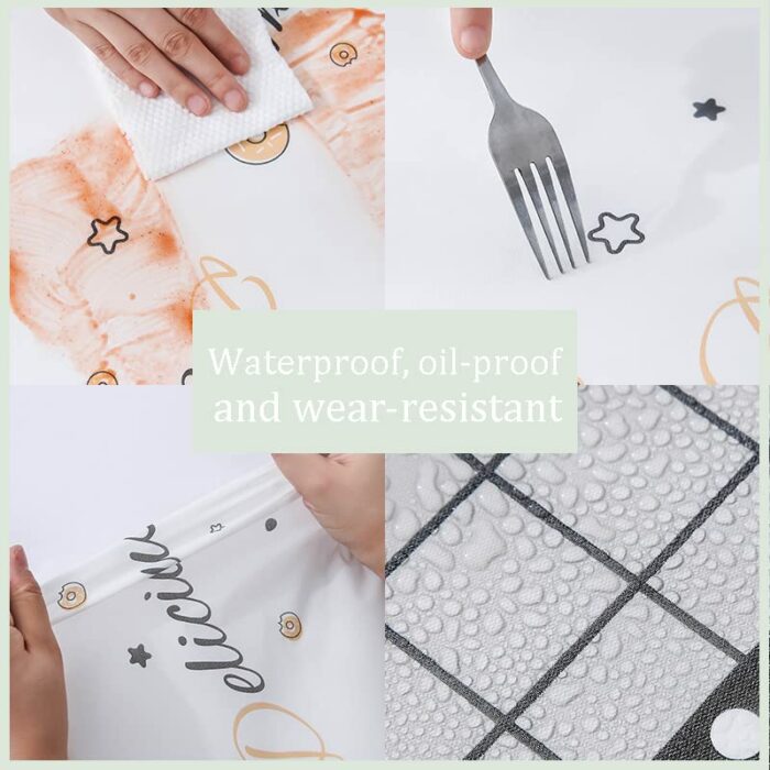 137*180cm Wipeable Tablecloths Rectangular, Leaves Style Table Cloths PVC Plastic Wipe Clean Table cloth,Stain Resistant Waterproof Square Table