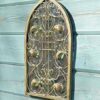 40x24cm Large Rustic Design Arch Scroll Ornate Garden Wall Mirror Metal Country