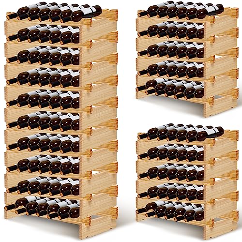 Roowest 60 Bottle Stackable Wine Rack 27.6 x 11.8 x 47.2 Bamboo Wine Rack Wood Freestanding Wine Storage Shelf 10 Tier Sturdy and Durable Wine Ho
