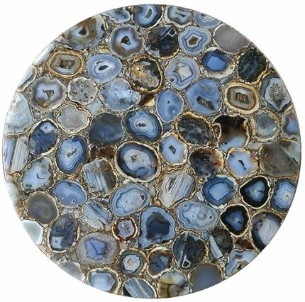 48 x 48 Inches Kitchen Table Top with Luxurious Look Dark Gray Agate Stone Resin Art Dining Table from Indian Heritage Art and Crafts