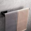 Towel Rails Stainless Steel Wall-Mounted Towel Rack For Kitchen Perforated Towel Ring For Bathroom 35CM(Color:Black)