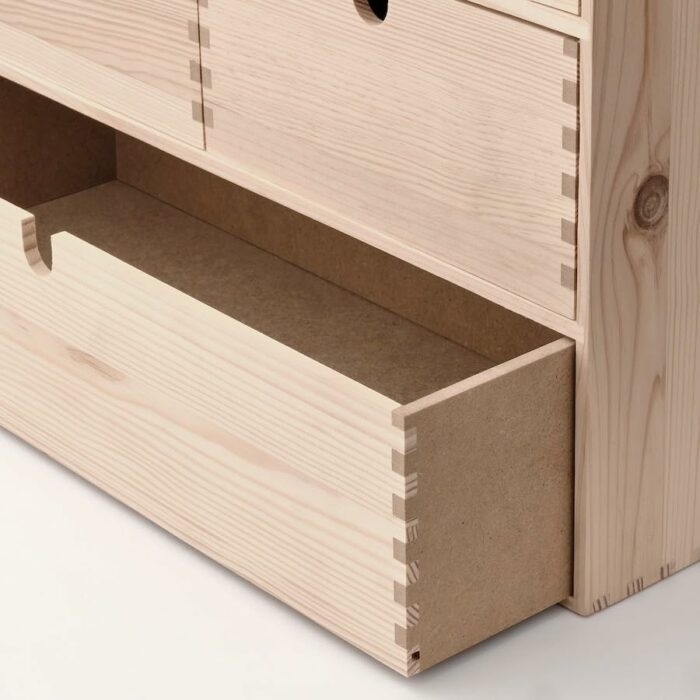 FAKHRI MOPPE Mini chest of drawers, pine, 42x18x32 cm, Home Office Wooden Desk Storage Organizer Box with 6 Drawers