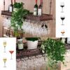 Wine Bar Wall Rack 24'', Hanging Bar Glass Rack Ceiling Bottle Holder Adjustable Decoration Shelf for Bar Kitchen Industrial
