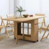 Shykey Extendable Dining Table Set, Wooden Drop Leaf Table With 4 Dining Chairs, Folding Dining Table for Kitchen Restaurant Dining Room Living R