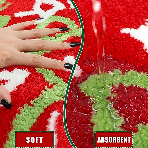 Poywuo Christmas Door Mat, 50 x 80 CM Bath Mat Bathroom Rug Welcome Mat Front Door Indoor Outdoor Home Decorations Bedroom Kitchen Floor (50 x 80