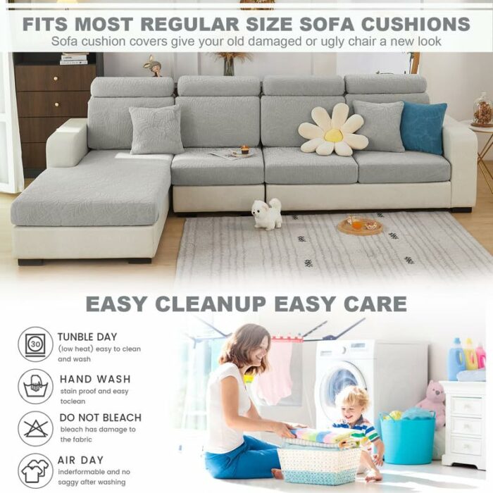OKYUK High Stretch Universal Sofa Slipcover, Wear-Resistant Sofa Cover 1 Piece, L Shape Sectional Couch Covers, Separate Cushion Couch Chaise Cov