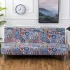 Armless Sofa Bed Cover Vintage Floral Printing Couch Sofa Slipcover Stretch Futon Cover 3 Seater Elastic Full Folding Couch Sofa Cover fits Foldi