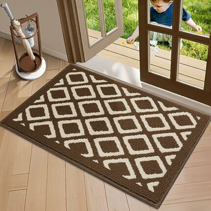 AIZIBLISH Front Door Mats, Non-Slip Absorbent Door Mats Indoor, Resist Dirt Door Rug, Classic Geometric Pattern Rugs for Entryway Indoor, Outdoor
