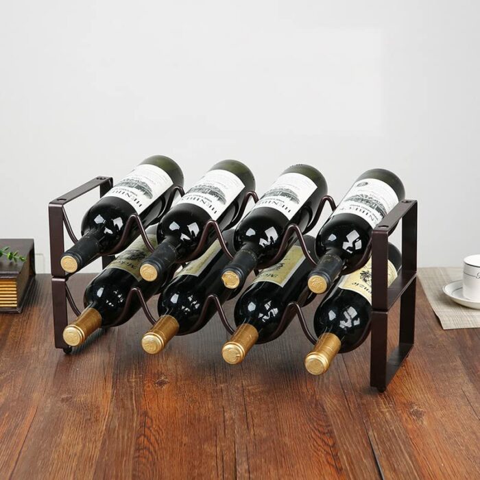 2-Tier Stackable Freestanding Wine Rack,Standing Bottles Holder Organizer,Wine Storage Shelf,Tabletop Stackable Wine Rack,Perfect for Bar,Wine Ce