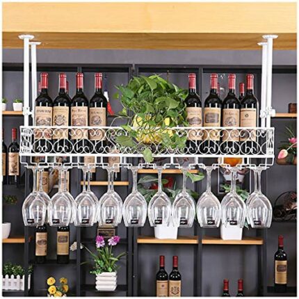 Simple Inverted Wine Rack Vintage Metal Creative Living Room Display Storage Wine Glass Holder Adjustable Height Restaurant Kitchen Bar Floating