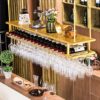OUSIKA Wine Racks,Wine Lovers/Household Wine Shelf Cup Holder- Adjustable Height Ceiling Wine Rack Hanging Wine Bottle Holder Wine Glass Rack Gob