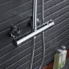 ENKI, Dune, T33, Chrome, Thermostatic Shower Mixer Bar Valve with Two Outlets, Solid Brass, Anti-Scald Device, Anti-Scald Device, Temperature Con
