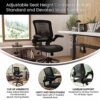 Flash Furniture Mid-Back Black Mesh Ergonomic Drafting Chair with Adjustable Foot Ring and Flip-Up Arms, Metall, Schwarz, 68.58 x 68.58 x 125.73