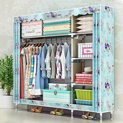 JYDQM Art Cloth Wardrobe Steel Tube Wardrobe Home Large Capacity Storage Closet Completely Closed Dust Wardrobe