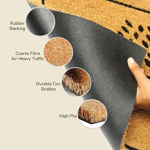 Eco Living Welcome Doormats, Natural Coco Coir Mats with Non-Slip PVC Backing, Indoor Outdoor Mats for Home & Office, Floor Mats for Door Decor,