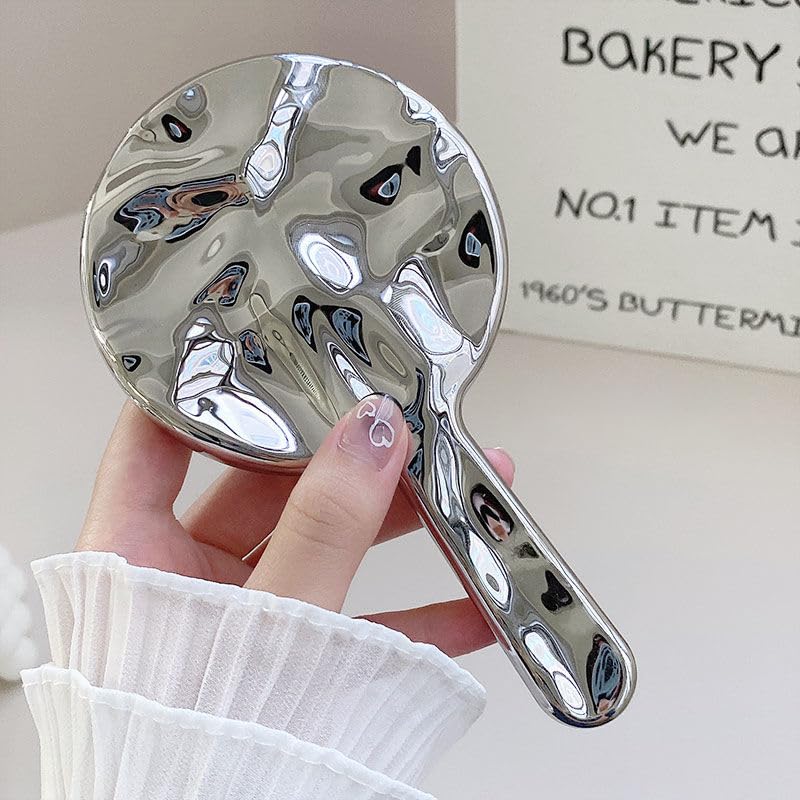 JJUUYOU Handheld Mirror with Handle, Hand Held HD Mirror, Salon Hairdresser Plain Mirror Retro Style, 22X12 CM Single-Sided Portable Travel Vanit