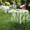 3E Home Patio Round Outdoor Tablecloth Waterproof with Umbrella/Parasol Hole and Zipper[52 inches (132 cm) Palm leaf]