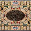 Gifts And Artefacts 36 x 60 Inches Green Rectangle Shape Marble Dining Table Top Multicolor Gemstones Inlaid Hallway Table for Home Furniture Dec