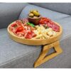 Esoes Sofa Armrest Clip Tray, Recliner Armchair Bamboo Organizer Tray Foldable Couch Arm Clip Table for Remote Controls/Drinks/Snacks