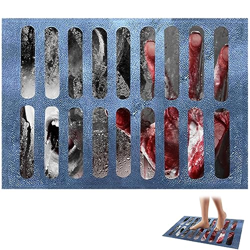 Eyccier Halloween Door Mat 3D Horror Clown Sewer Doormat Non-slip Washable Illusion Rug Foldable Doormat Bath Mat Halloween Decorations 31.5x19.7