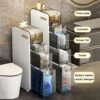 OPSREY Slim Bathroom Storage Corner Floor Cabinet, Narrow Toilet Paper Organiser Unit for Small Space, Home Living Room Bedroom