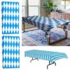2 Pcs Table Cloth PVC Plastic Wipe Tablecloth Bavarian Flag Check Rectangle Water Resistant Table Cover Protector with White Diamond Pattern for
