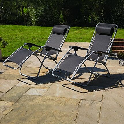 Kingfisher Gravity Garden Reclining Sun Chair Lounger- FSGC, Alloy Steel, Black