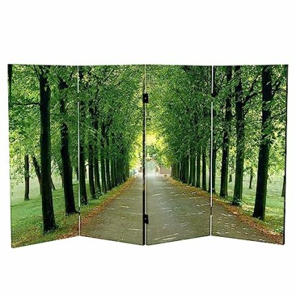 Red Lantern Double Sided Path of Life Canvas Folding Screen, 3 Foot - 4 Panel