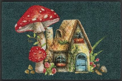 wash+dry Tiny World Door Mat, 50 x 75 cm, Washable for Indoor and Outdoor Use