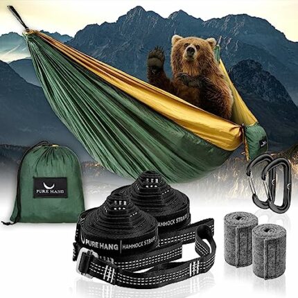 PURE HANG Premium XXL Hammock Double Camping Outdoor - Lightweight Nylon Portable 2-4 person - Strongest Parachute Hammock Backpacking Garden Hik